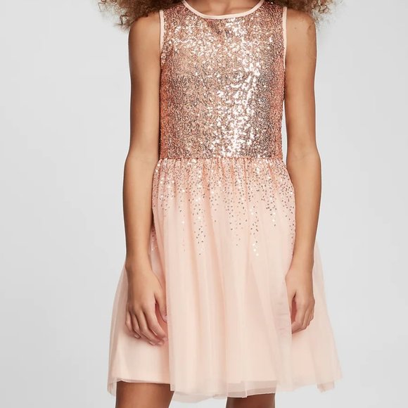 gap gold sequin dress Gap Kids Rose gold Sequin Shift Dress 8 M
